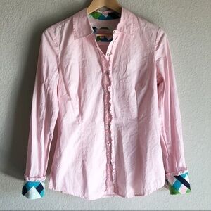 Lilly Pulitzer Pink Contrast Cuff Button Down Shirt